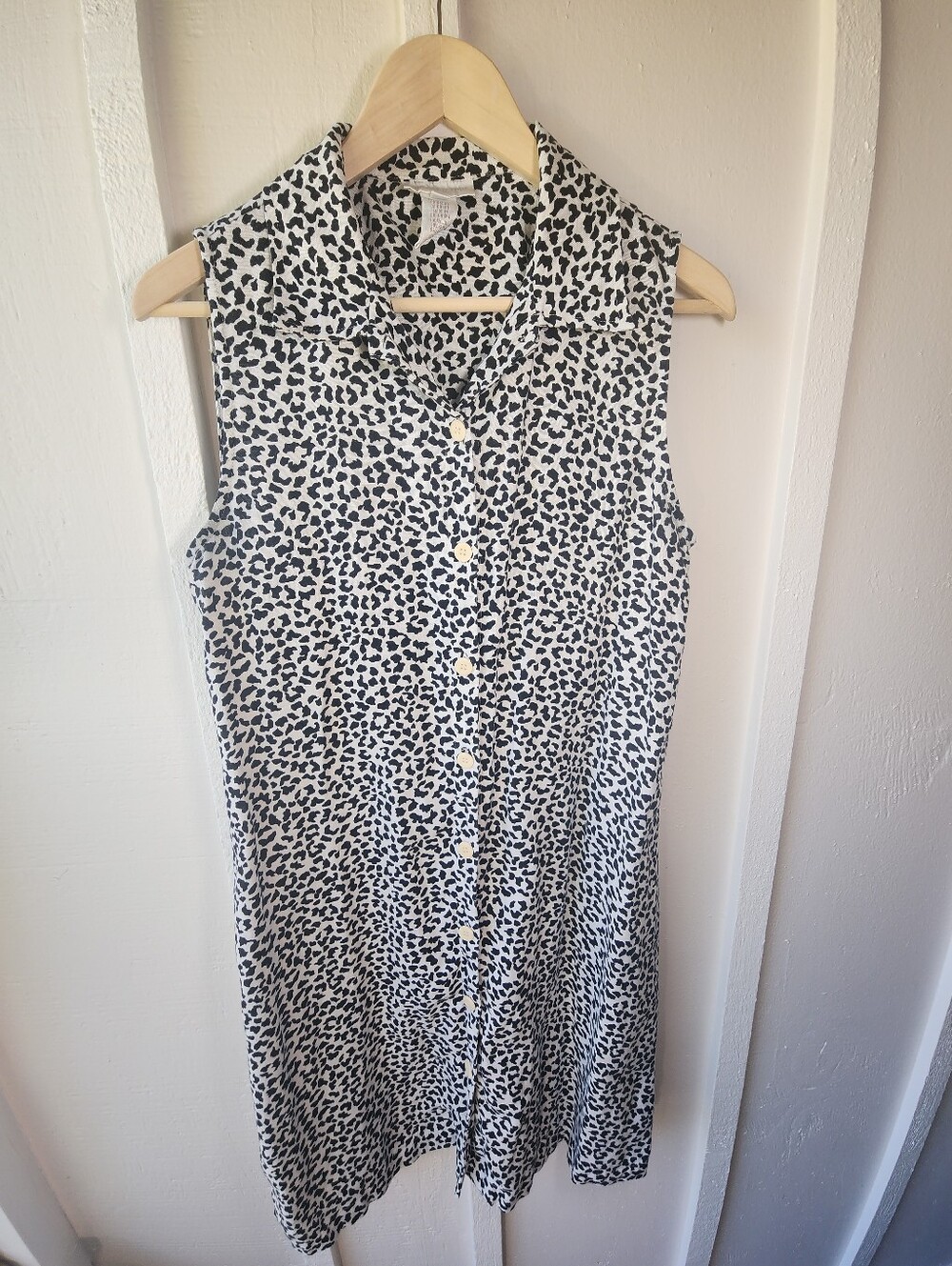 Vintage Jones New York 100% Linen Sleeveless Dress Animal Print Size 10